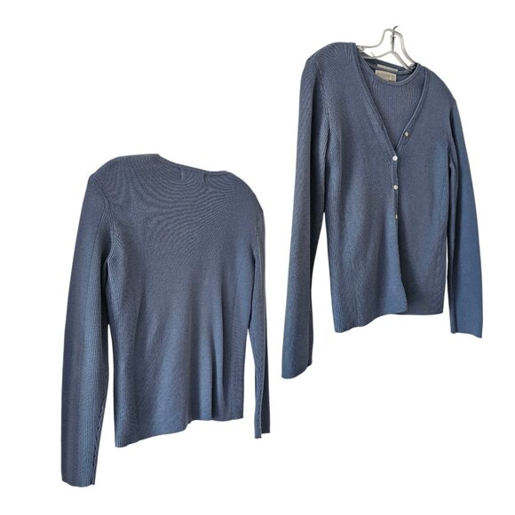 Petite Sophisticate Knit & Ribbed Cardigan & Top Set | GUC | XSP | Bluish Gray - Picture 6 of 14